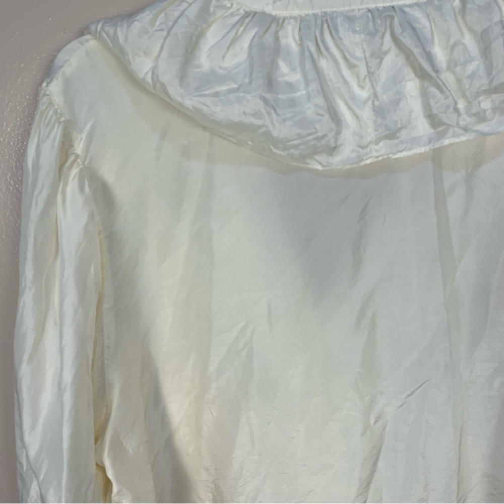 VTG Sophisticates Jonathan Martin 100% Silk Tunic Blouse Ruffle Collar Cuff - Picture 8 of 11